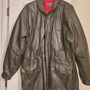 Men's black leather long leather jacket